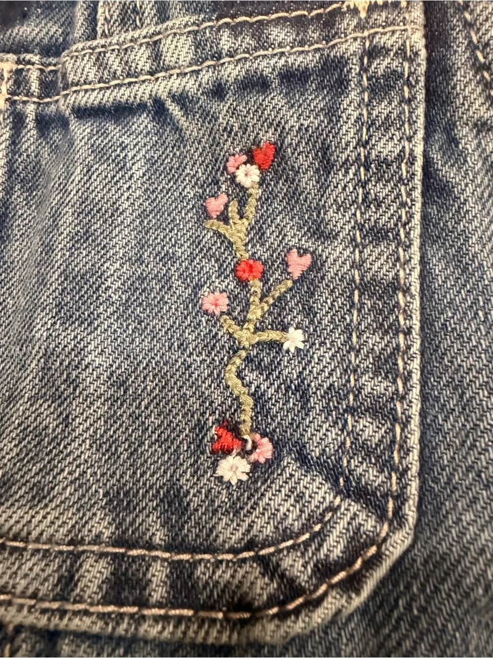 Old Navy Light Blue Denim Floral Embroidered Girls' Overalls Break Away Legs 18m